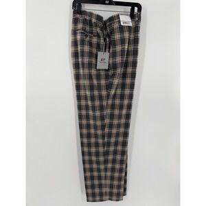Kent‎ & Park Mens Charcoal Plaid Dress Pants Wool Touch Flat Front PL124 50x32